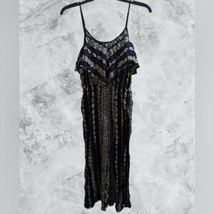 Angie Black and Cream Striped Jumpsuit